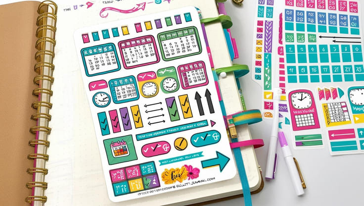 adesivos de ícones para bullet journal
