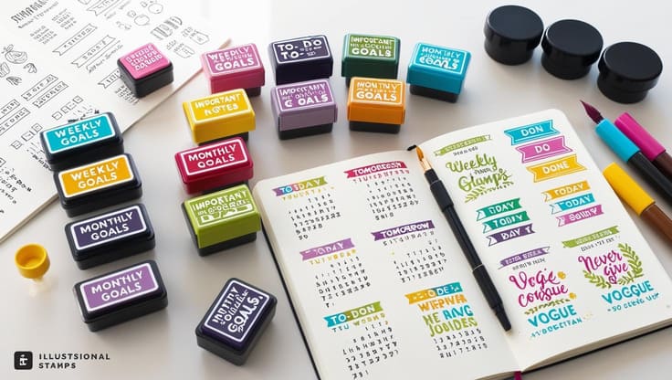 carimbos de texto para Bullet Journal: