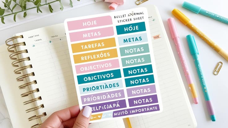 adesivos com títulos para bullet journal