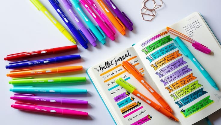 canetas highlighter para bullet journal